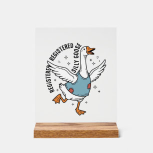 Geregistreerd Silly Goose Vintage Vector T-shirt O Acryl Bord