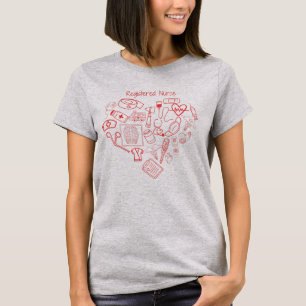 Geregistreerd Verpleegkundige Hart Medische Doodle T-shirt