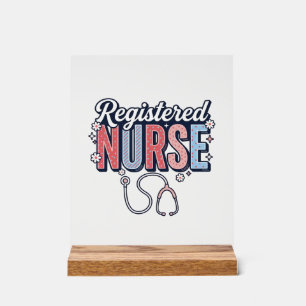 Geregistreerd Verpleegster Vintage Vector Shirt On Acryl Bord