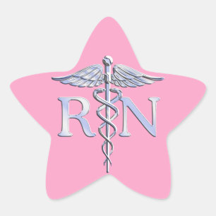 Geregistreerd zilver Caduceus lichtroze decor Ster Sticker