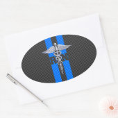 Geregistreerd zure RN Caduceus koolstofvezeldecor Ovale Sticker (Envelop)