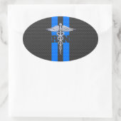 Geregistreerd zure RN Caduceus koolstofvezeldecor Ovale Sticker (Tas)