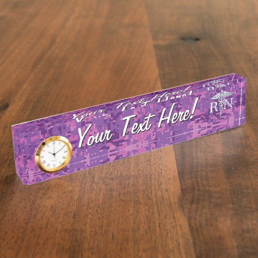 Geregistreerd zure RN Caduceus op Fuchsia Camo Naambordje (Zijkant)