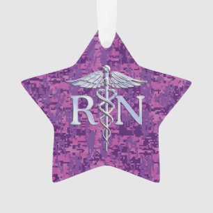 Geregistreerd zure RN Caduceus op Fuchsia Camo Ornament