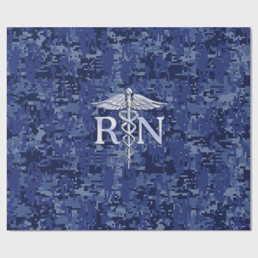 Geregistreerd zure RN Caduceus op Navy Blue Camo Cadeaupapier (Vlak)