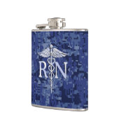 Geregistreerd zure RN Caduceus op Navy Blue Camo Heupfles (Links)