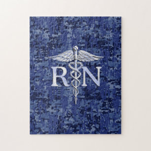 Geregistreerd zure RN Caduceus op Navy Blue Camo Legpuzzel
