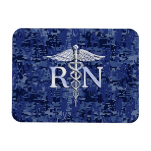 Geregistreerd zure RN Caduceus op Navy Blue Camo Magneet