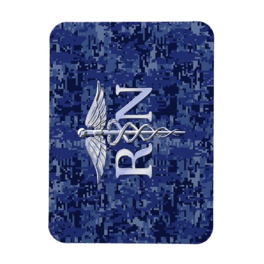 Geregistreerd zure RN Caduceus op Navy Blue Camo Magneet (Verticaal)