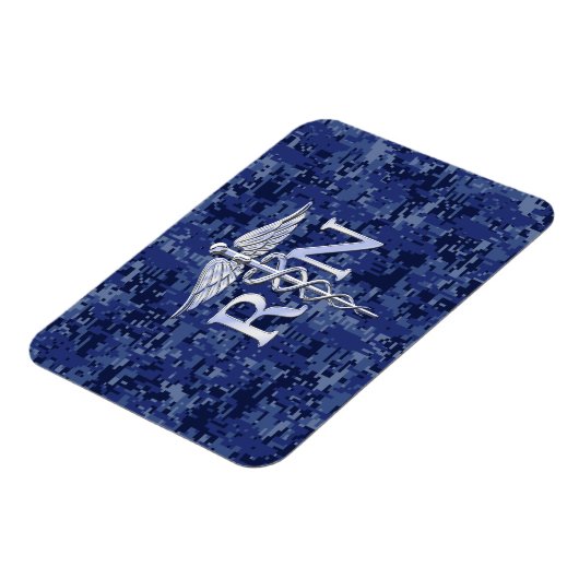 Geregistreerd zure RN Caduceus op Navy Blue Camo Magneet (Linkerzijde)