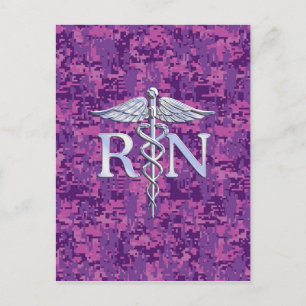 Geregistreerd zure RN Caduceus op roze Camouflage Briefkaart