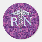 Geregistreerd zure RN Caduceus op roze Camouflage Magneet (Voorkant)