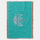 Geregistreerd zure RN Caduceus op Turquoise Decor Deken (Voorkant Verticaal)