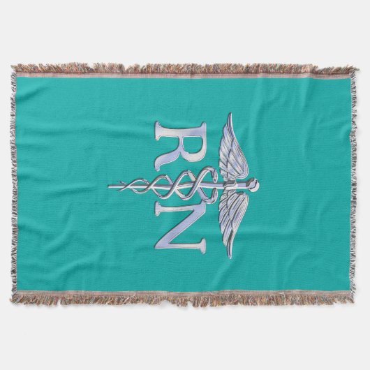 Geregistreerd zure RN Caduceus op Turquoise Decor Deken (Voorkant)