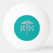 Geregistreerd zure RN Caduceus op Turquoise Decor Pingpongballen (Achterkant)