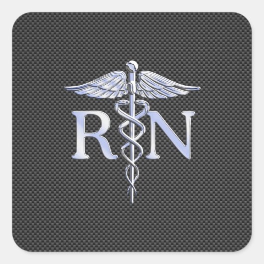 Geregistreerd zure RN Caduceus Snakes Carbon Vierkante Sticker (Voorkant)