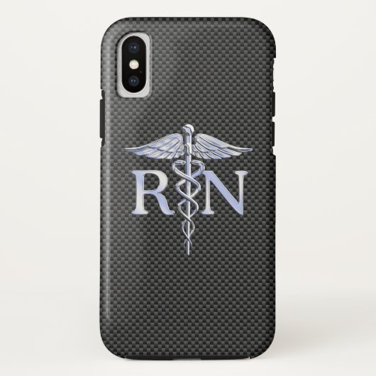 Geregistreerd zure RN Zwarte koolstof Caduceus Sna Case-Mate iPhone Case (Achterkant)