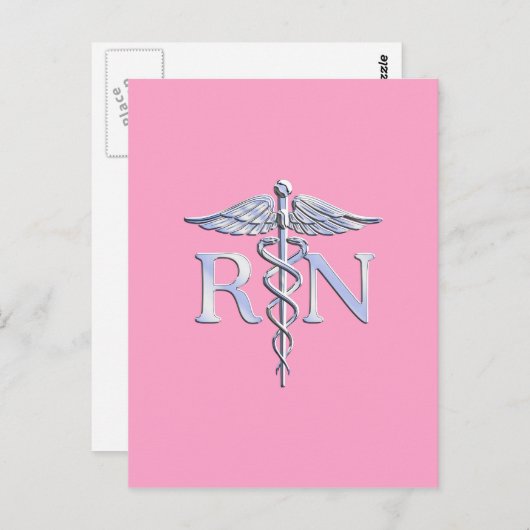 Geregistreerd zurg RN Caduceus op pastroze Briefkaart (Voorkant / Achterkant)