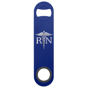 Geregistreerd zuster RN Caduceus op Navy Blue Deco Speed Flessenopener