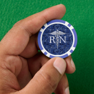 Geregistreerd zuster RN Silber Caduceus Navy Blue  Poker Chips