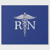 Geregistreerd zuster RN Silver Caduceus Navy Blue Cadeaupapier (Vlak)
