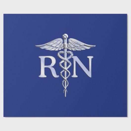 Geregistreerd zuster RN Silver Caduceus Navy Blue  Cadeaupapier (Vlak)