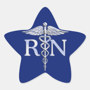 Geregistreerd zuster RN Silver Caduceus Navy Blue  Ster Sticker