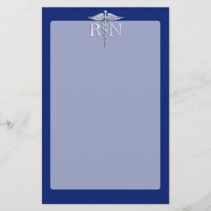 Geregistreerd zuster RN Silver Caduceus op Navy Bl Briefpapier