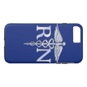 Geregistreerd zuster RN Silver Caduceus op Navy Bl Case-Mate iPhone Case (Achterkant (Horizontaal))