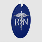 Geregistreerd zuster RN Silver Caduceus op Navy Bl Ornament (voorkant)