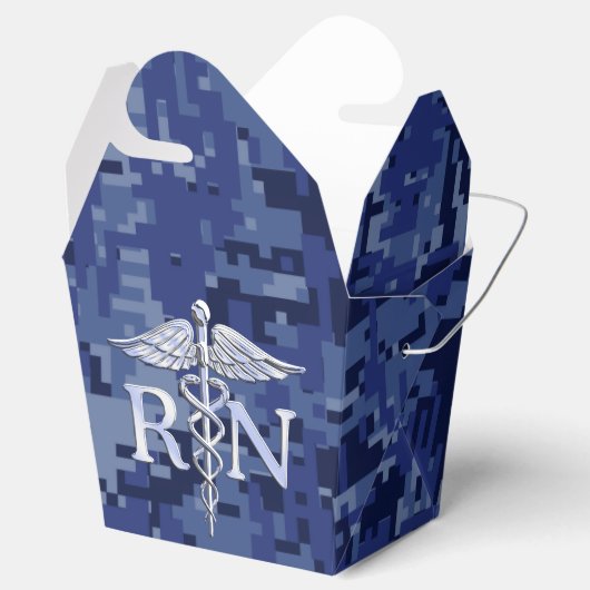 Geregistreerd zuster RN Silver Caduceus op Navy Ca Bedankdoosjes (Geopend)