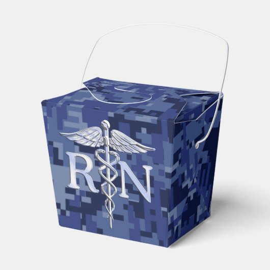 Geregistreerd zuster RN Silver Caduceus op Navy Ca Bedankdoosjes (Voorkant Zijde)