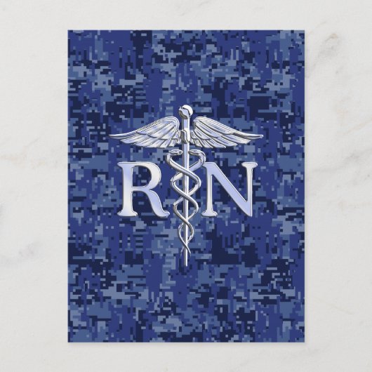 Geregistreerd zuster RN Silver Caduceus op Navy Ca Briefkaart (Voorkant)