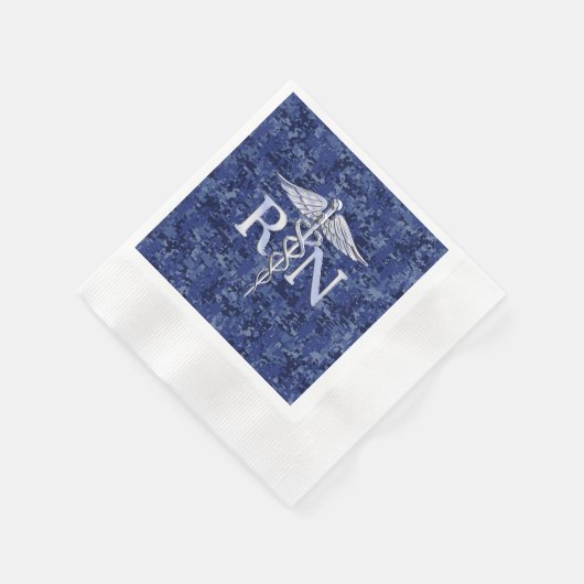 Geregistreerd zuster RN Silver Caduceus op Navy Ca Servetten (Hoek)
