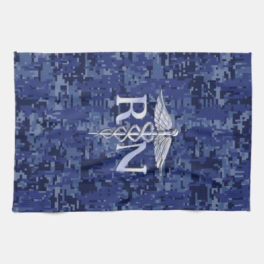 Geregistreerd zuster RN Silver Caduceus op Navy Ca Theedoek (Horizontaal)