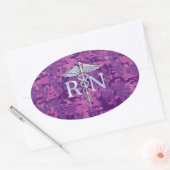 Geregistreerd zuster RN Silver Caduceus op Roze Ca Ovale Sticker (Envelop)