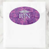 Geregistreerd zuster RN Silver Caduceus op Roze Ca Ovale Sticker (Tas)