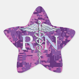 Geregistreerd zuster RN Silver Caduceus op Roze Ca Ster Sticker
