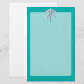 Geregistreerd zuster RN Silver Caduceus op Turquoi Briefpapier (Voorkant / Achterkant)