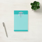 Geregistreerd zuster RN Silver Caduceus op Turquoi Post-it® Notes (Kantoor)