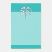 Geregistreerd zuster RN Silver Caduceus op Turquoi Post-it® Notes (Voorkant)