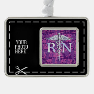 Geregistreerd zuster Silver Caduceus Roze Camoufla Verzilverd Kader Ornament