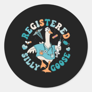 Geregistreerde Gekke Goose Nursing Student Pract Ronde Sticker