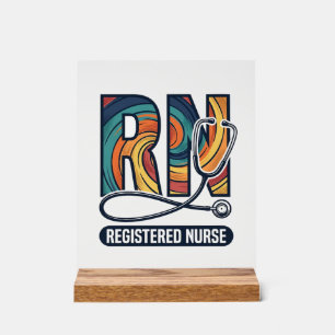 Geregistreerde Verpleegkundige RN Vintage Regenboo Acryl Bord