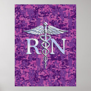 Geregistreerde Verpleegkundige RV Zilveren Caduceu Poster