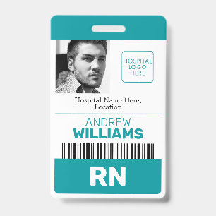 Geregistreerde Verpleegster ID Barcode Teal Witte Badge