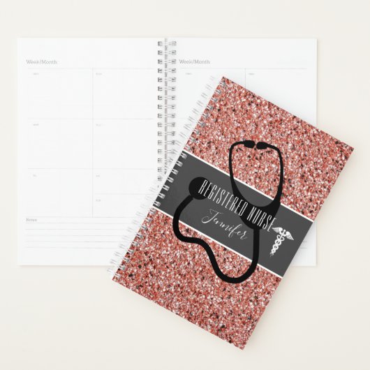 Geregistreerde verpleegster medisch roze glitter g planner (Display)