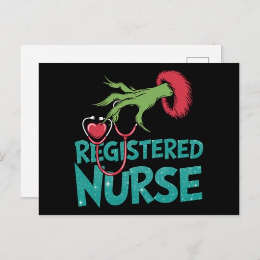 Geregistreerde Verpleegster Stethoscoop Santa Elf  Feestdagenkaart (Voorkant / Achterkant)