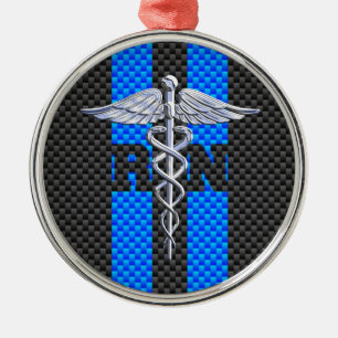 Geregistreerde zure RN koolstofvezelstijl Caduceus Metalen Ornament