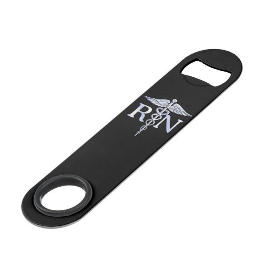 Geregistreerde zurse RN Caduceus Snakes Solid Blac Speed Flessenopener (Voorkant Gekanteld)